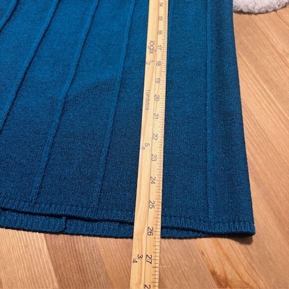 Womens Teal Elastic Waist Knee Length Acrylic Nylon Blend Knit Skirt Sz 16 USA - Picture 7 of 7